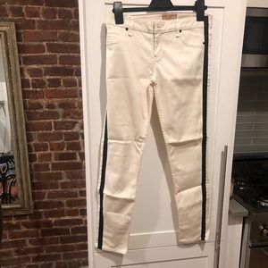Sanctuary white pants with black leather on side